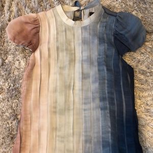 BCBGMaxAzria Ombre Silk Top with Tie Back Close